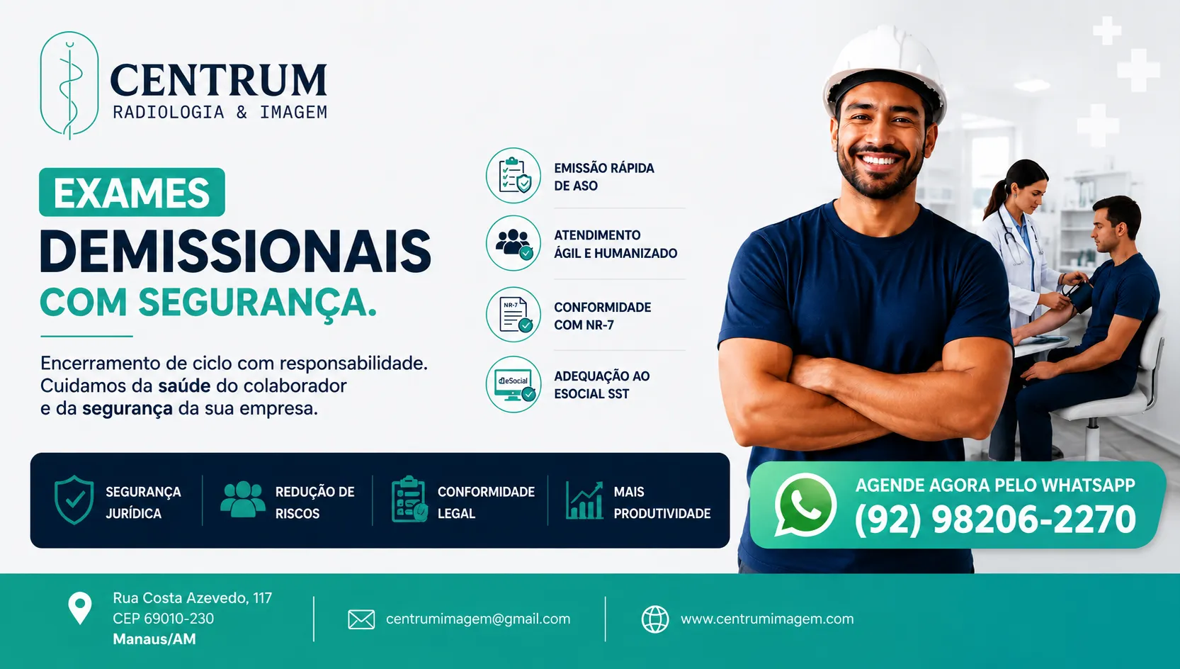 Exames Demissionais em Manaus com emiss�o r�pida de ASO na Centrum Imagem Medicina do Trabalho
